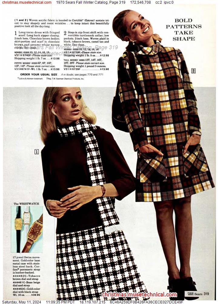 1970 Sears Fall Winter Catalog, Page 319