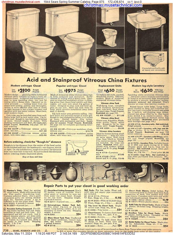 1944 Sears Spring Summer Catalog, Page 875