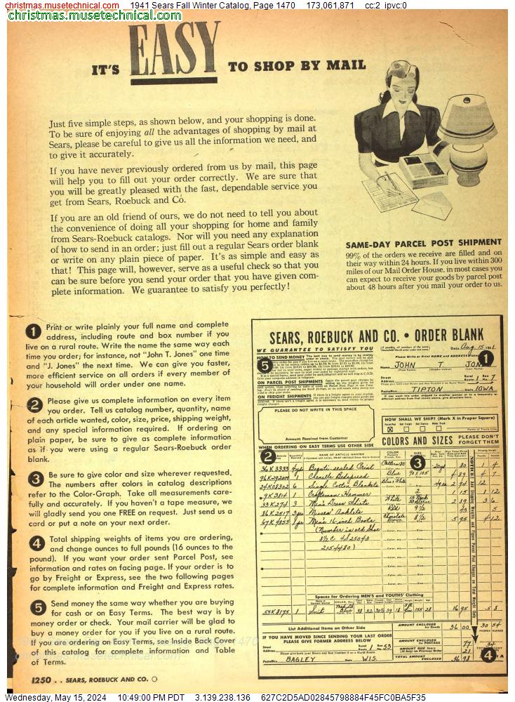 1941 Sears Fall Winter Catalog, Page 1470