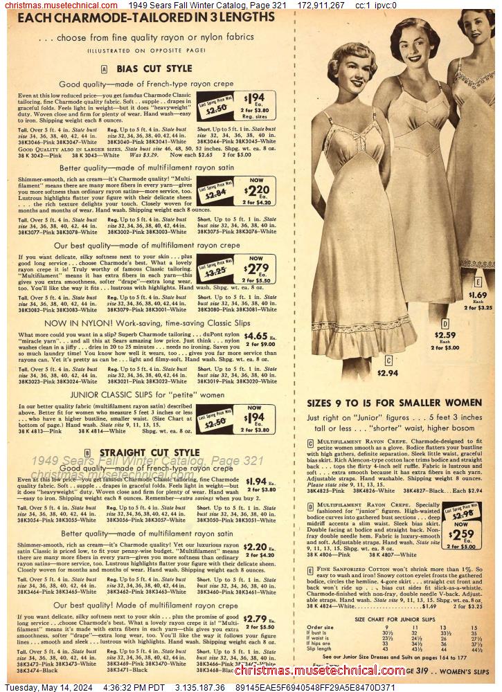 1949 Sears Fall Winter Catalog, Page 321