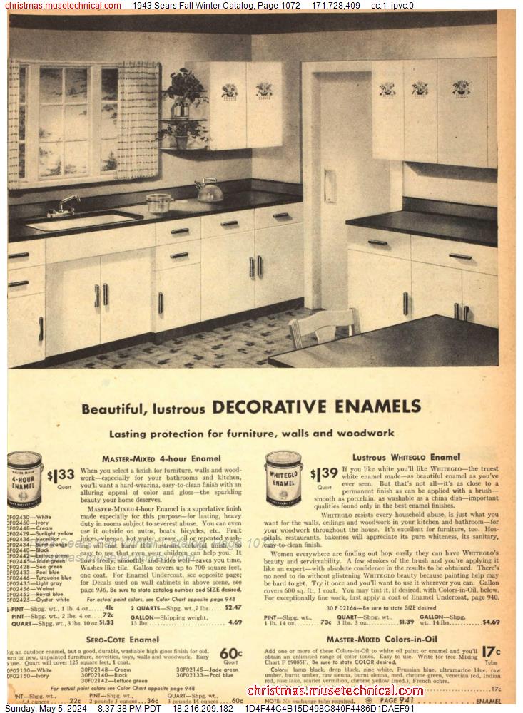 1943 Sears Fall Winter Catalog, Page 1072