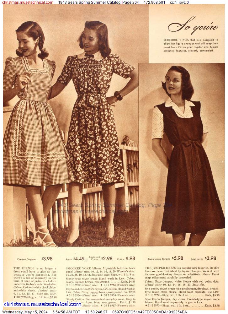 1943 Sears Spring Summer Catalog, Page 204