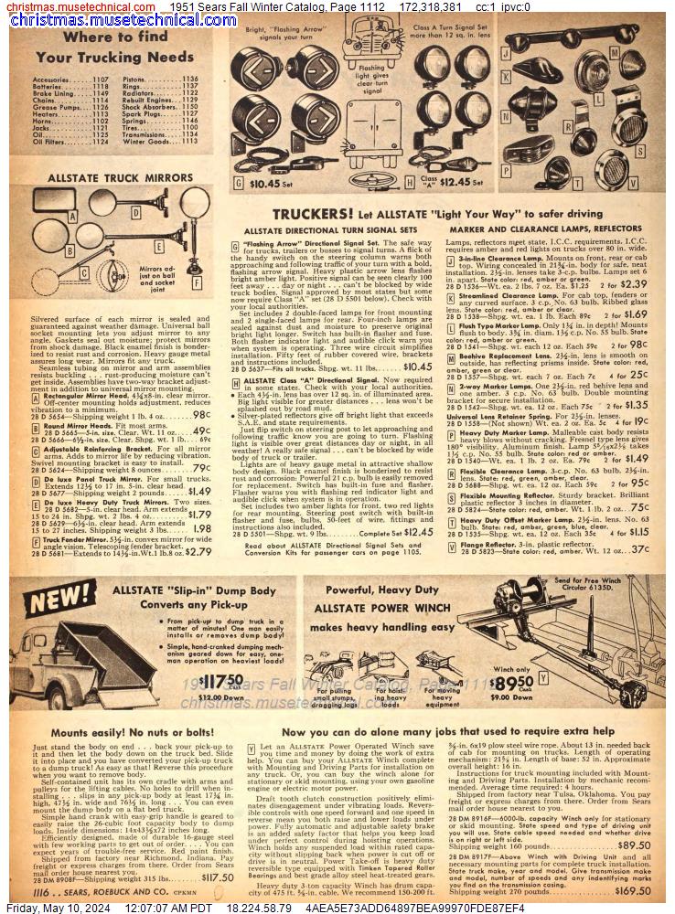 1951 Sears Fall Winter Catalog, Page 1112