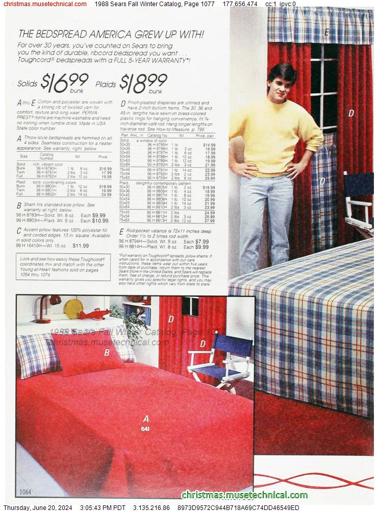 1988 Sears Fall Winter Catalog, Page 1077