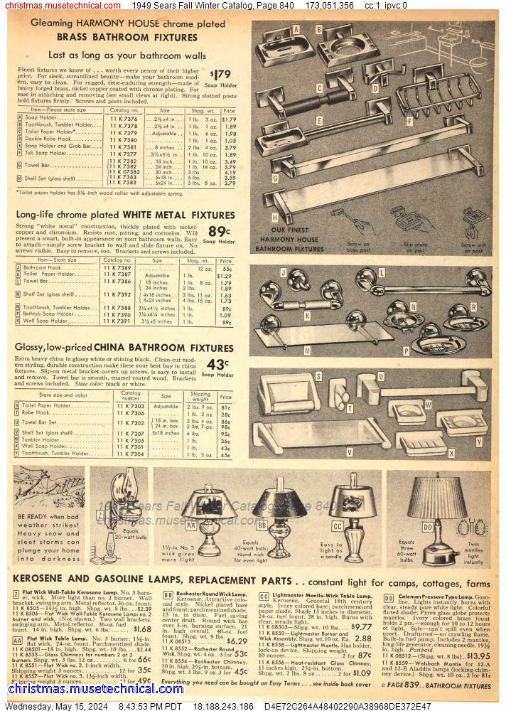 1949 Sears Fall Winter Catalog, Page 840