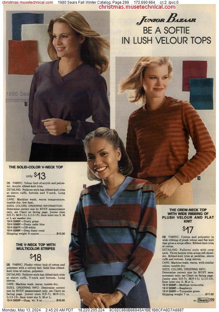 1980 Sears Fall Winter Catalog, Page 299