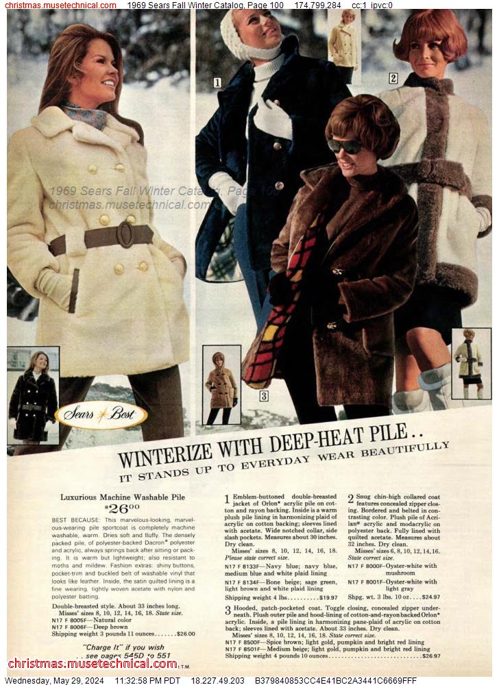 1969 Sears Fall Winter Catalog, Page 100