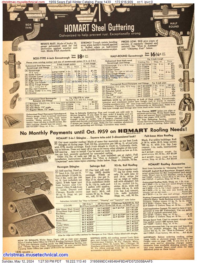 1959 Sears Fall Winter Catalog, Page 1430