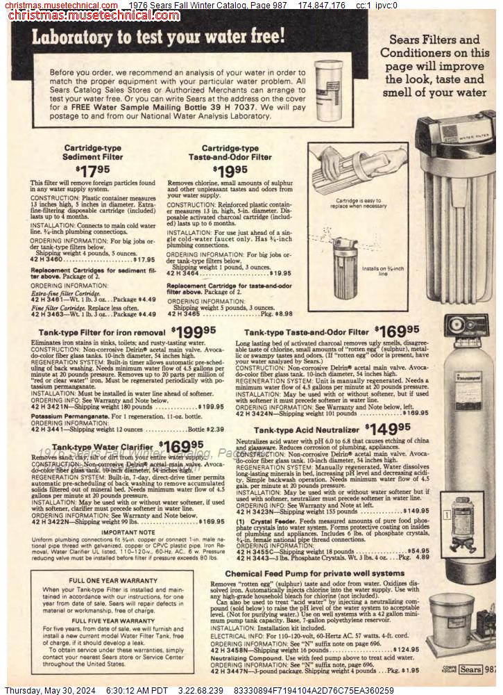 1976 Sears Fall Winter Catalog, Page 987