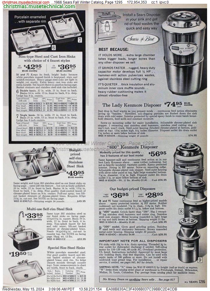 1966 Sears Fall Winter Catalog, Page 1295