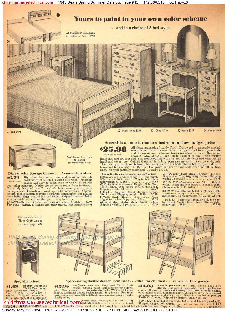 1943 Sears Spring Summer Catalog, Page 915