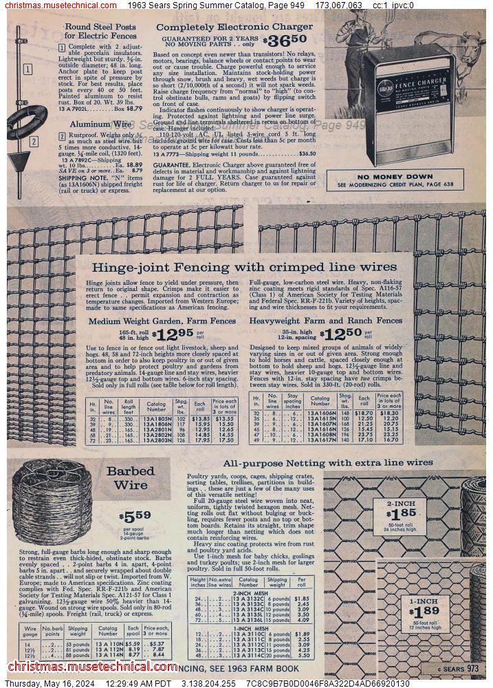 1963 Sears Spring Summer Catalog, Page 949