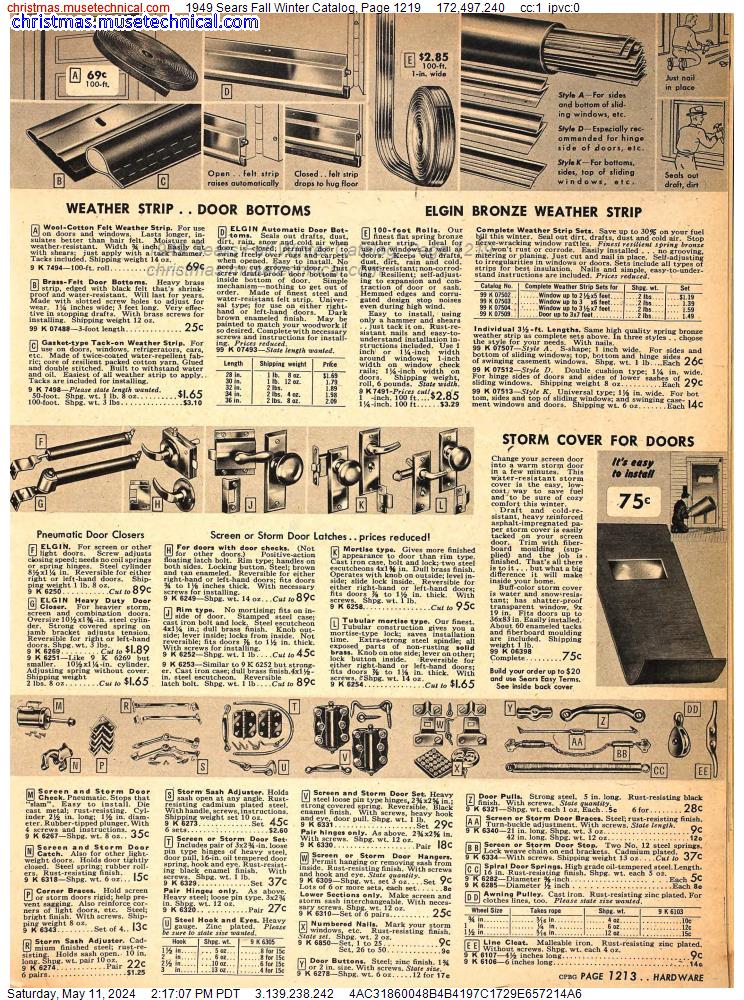 1949 Sears Fall Winter Catalog, Page 1219
