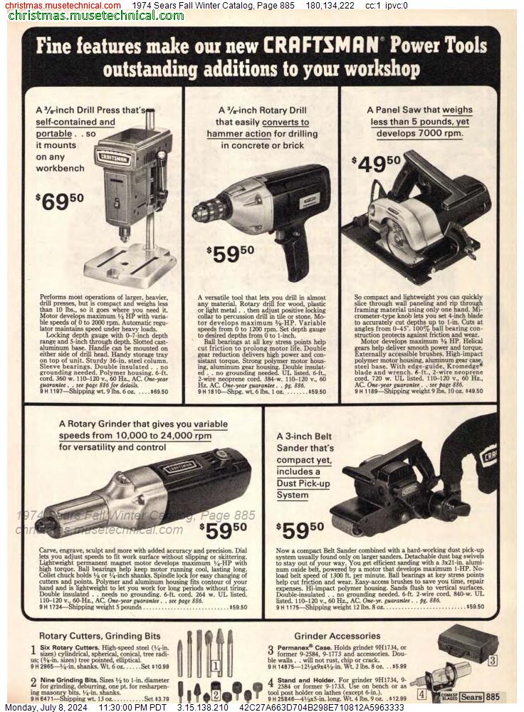 1974 Sears Fall Winter Catalog, Page 885