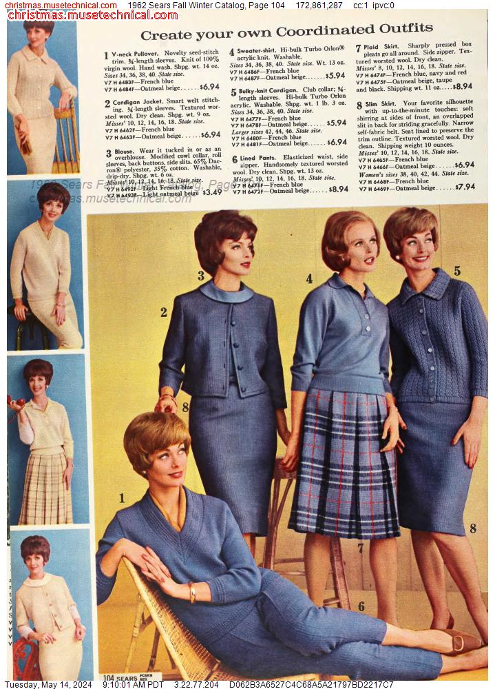 1962 Sears Fall Winter Catalog, Page 104