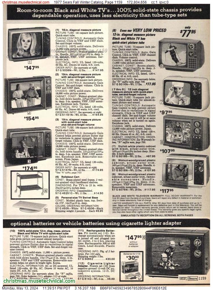 1977 Sears Fall Winter Catalog, Page 1159