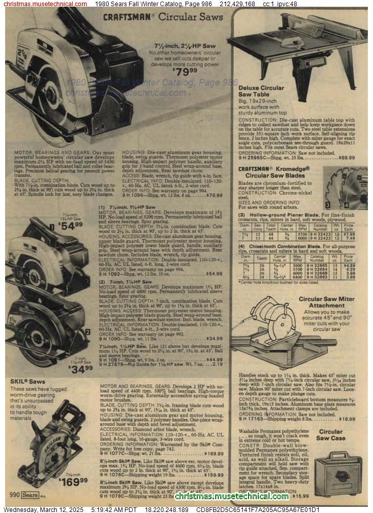 1980 Sears Fall Winter Catalog, Page 986