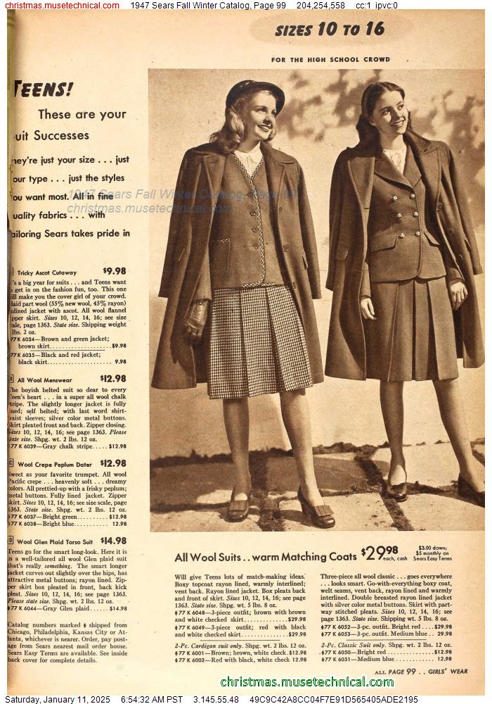 1947 Sears Fall Winter Catalog, Page 99