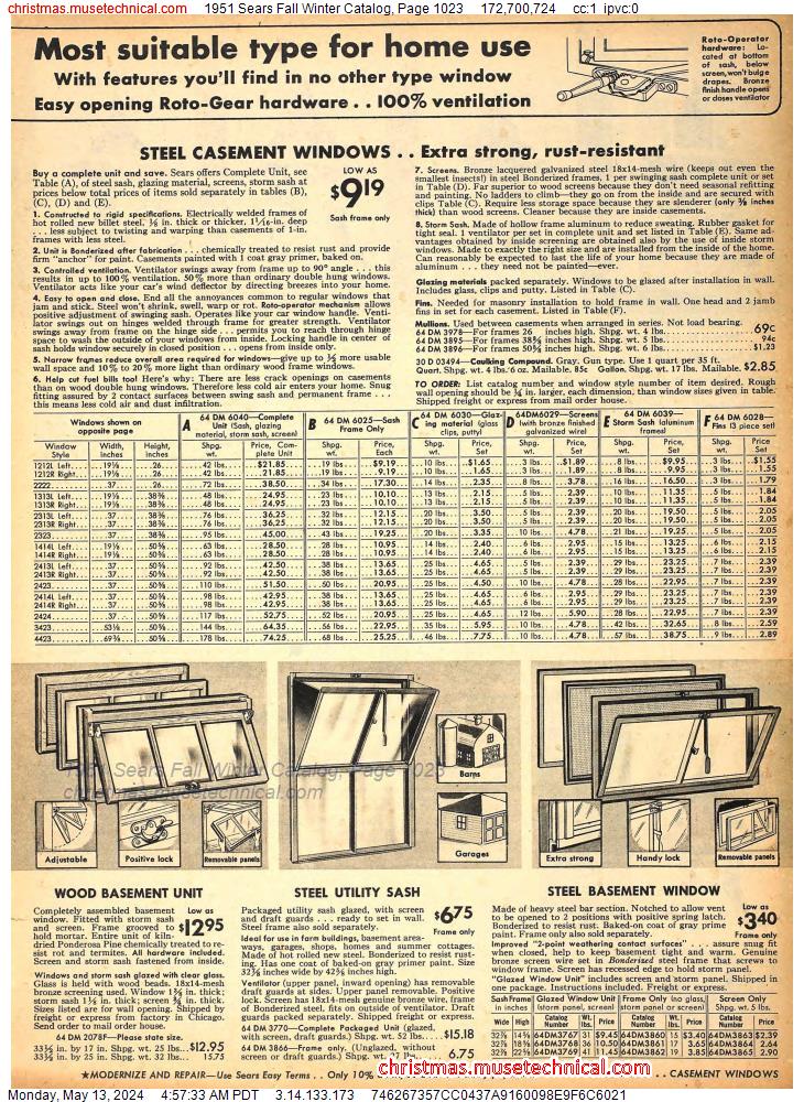 1951 Sears Fall Winter Catalog, Page 1023