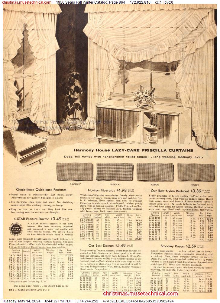 1956 Sears Fall Winter Catalog, Page 864