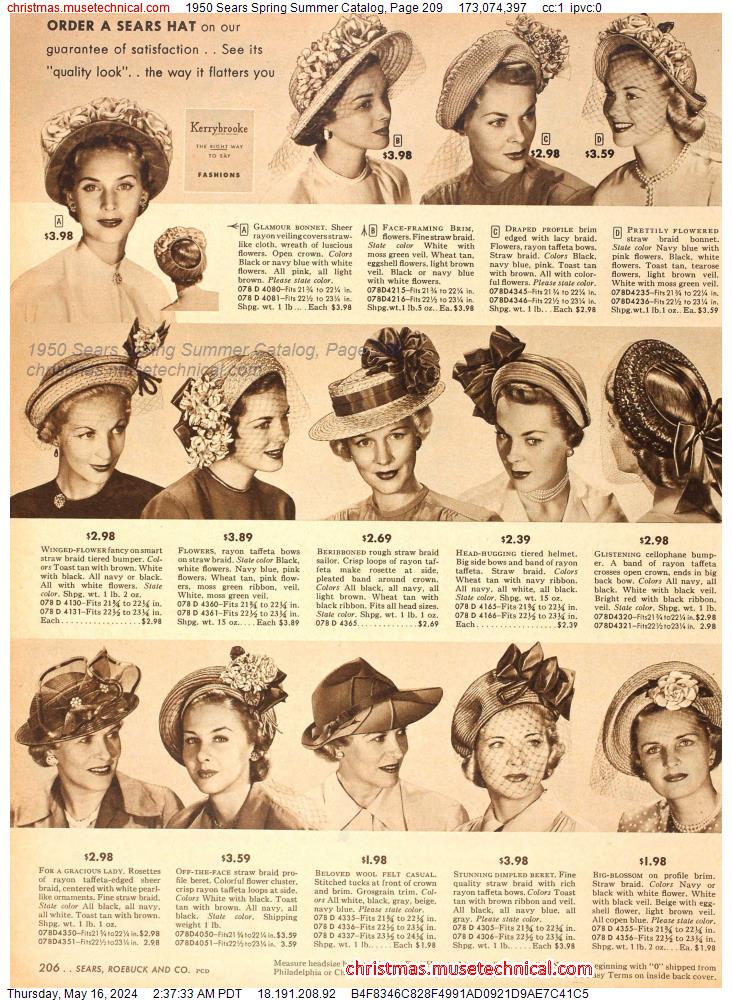 1950 Sears Spring Summer Catalog, Page 209