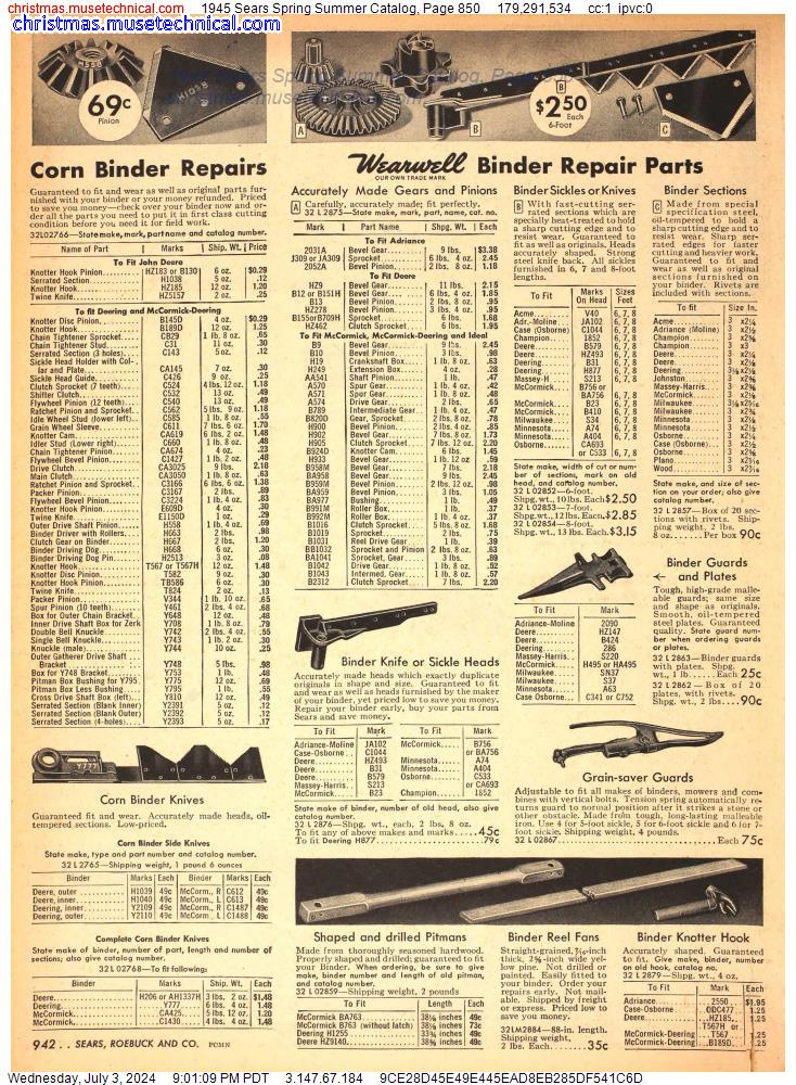1945 Sears Spring Summer Catalog, Page 850