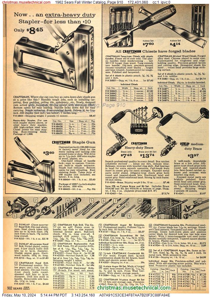 1962 Sears Fall Winter Catalog, Page 910