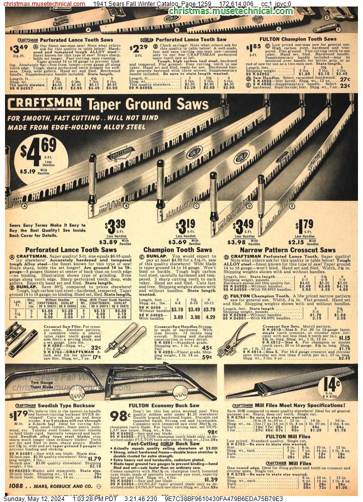 1941 Sears Fall Winter Catalog, Page 1259