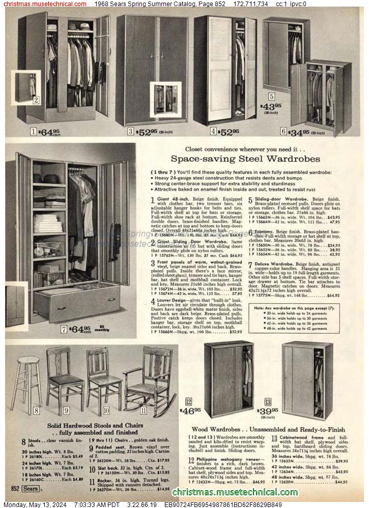 1968 Sears Spring Summer Catalog, Page 852