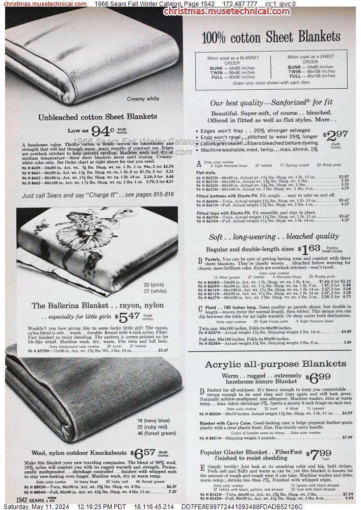1966 Sears Fall Winter Catalog, Page 1542