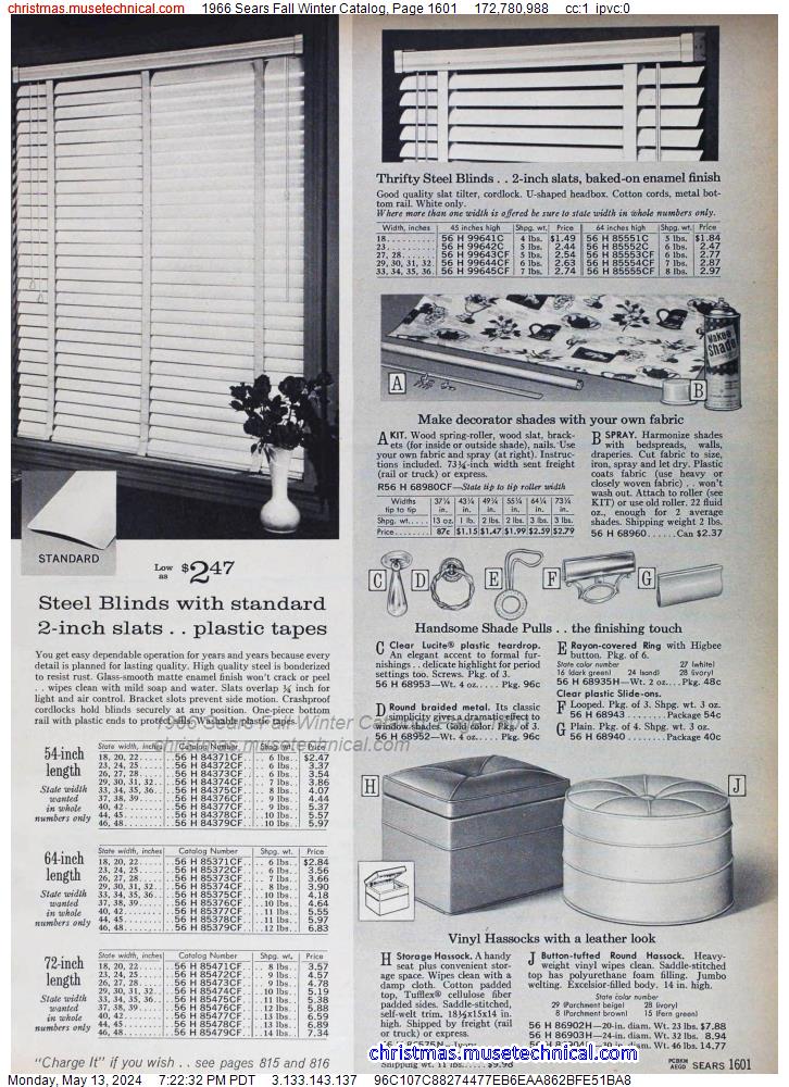 1966 Sears Fall Winter Catalog, Page 1601