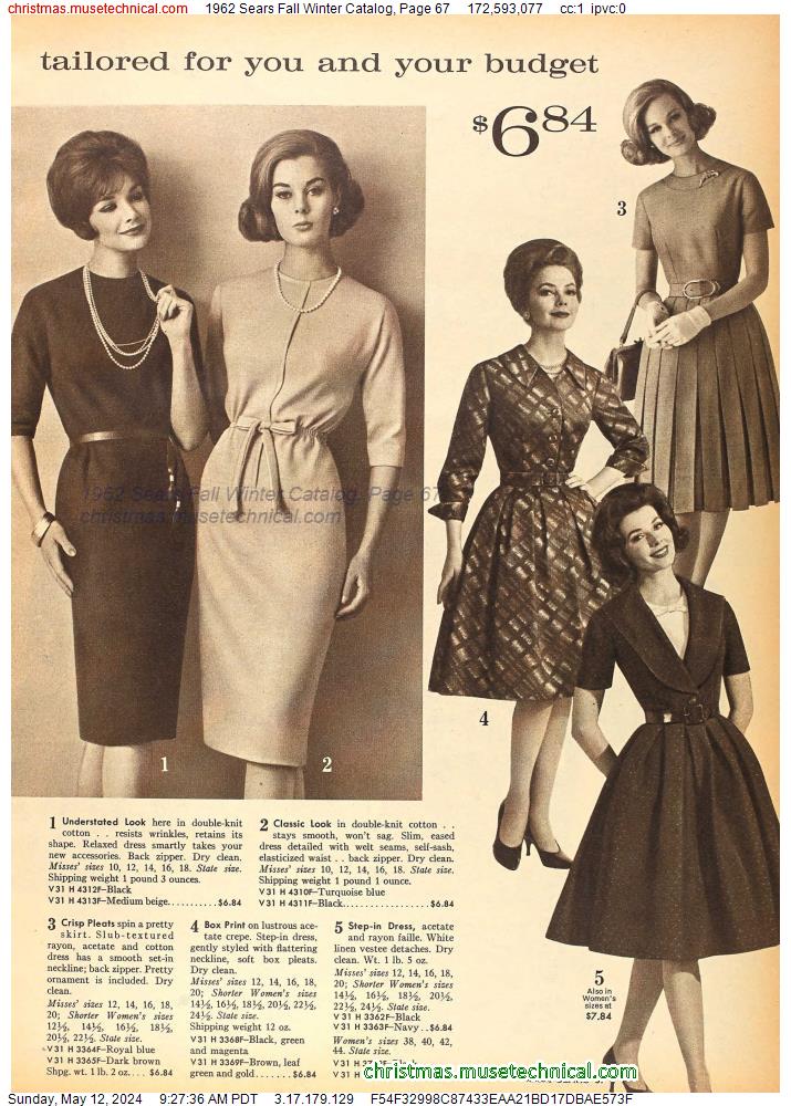 1962 Sears Fall Winter Catalog, Page 67