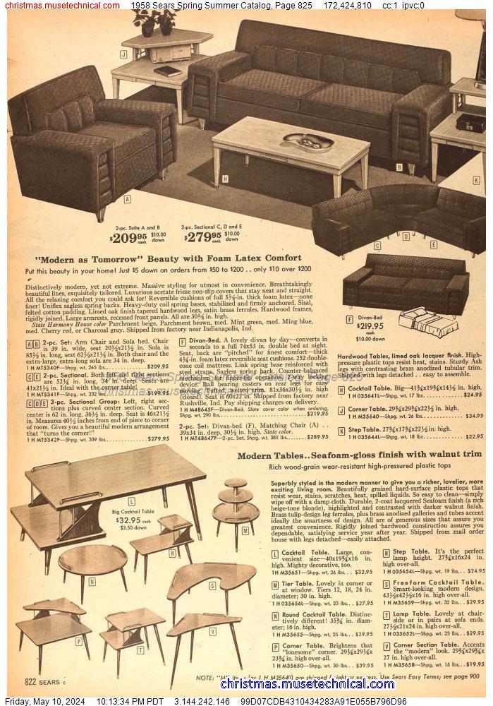 1958 Sears Spring Summer Catalog, Page 825