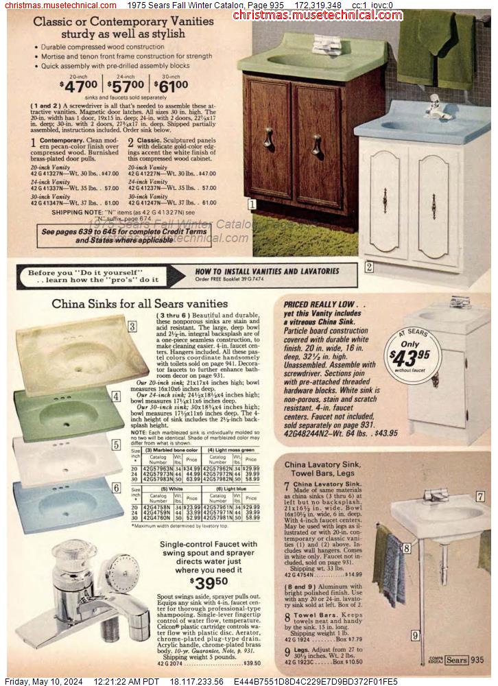 1975 Sears Fall Winter Catalog, Page 935