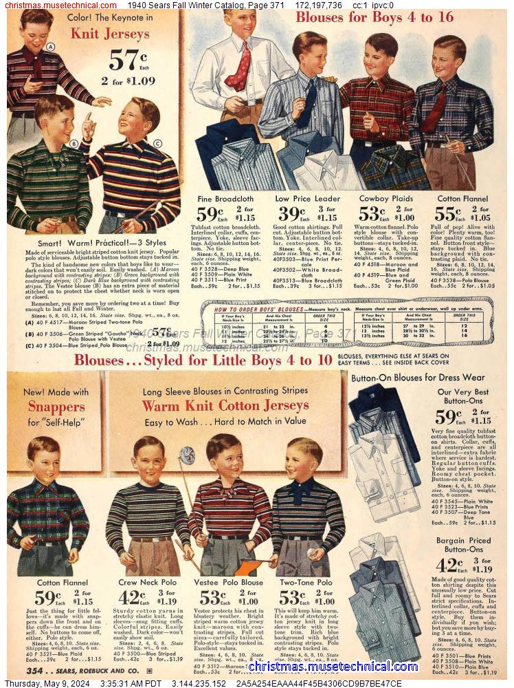 1940 Sears Fall Winter Catalog, Page 371