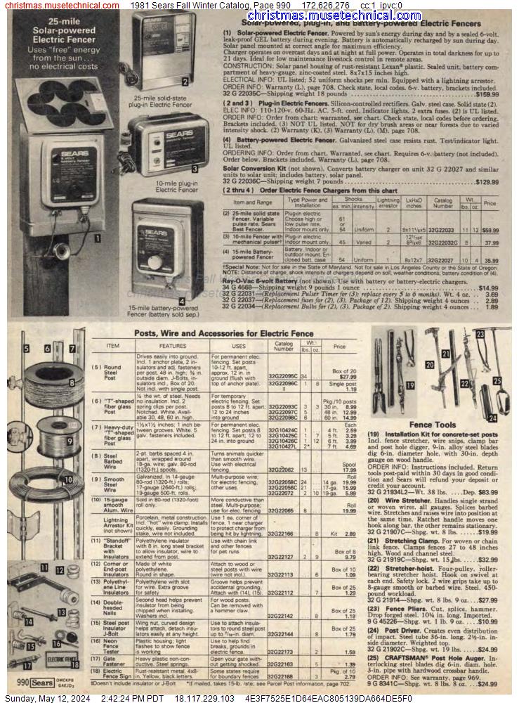 1981 Sears Fall Winter Catalog, Page 990