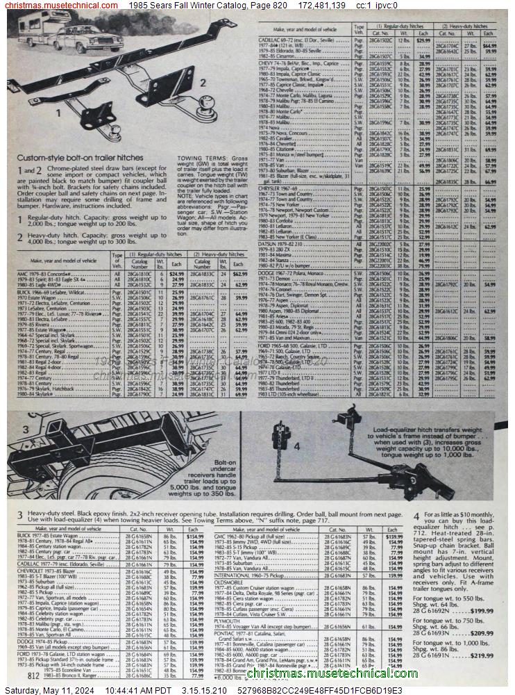 1985 Sears Fall Winter Catalog, Page 820