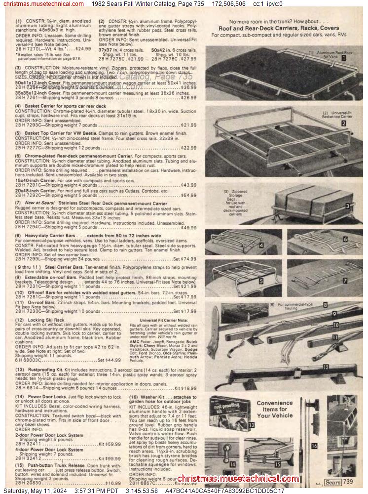 1982 Sears Fall Winter Catalog, Page 735