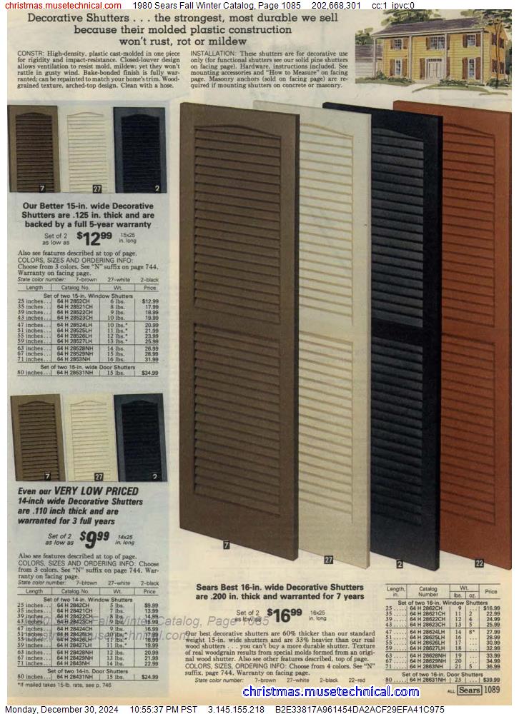 1980 Sears Fall Winter Catalog, Page 1085