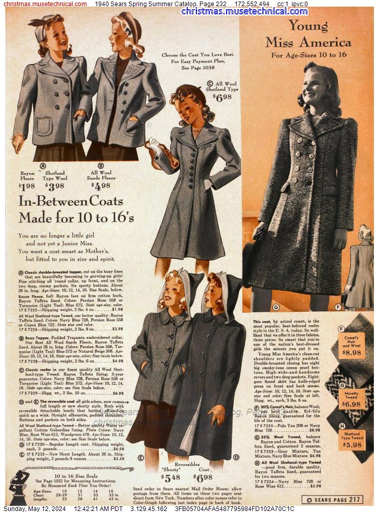 1940 Sears Spring Summer Catalog, Page 232