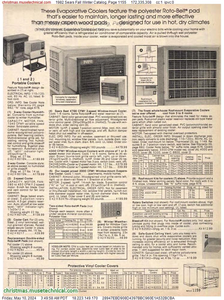 1982 Sears Fall Winter Catalog, Page 1155