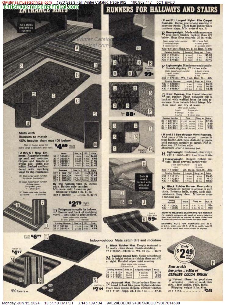 1973 Sears Fall Winter Catalog, Page 992
