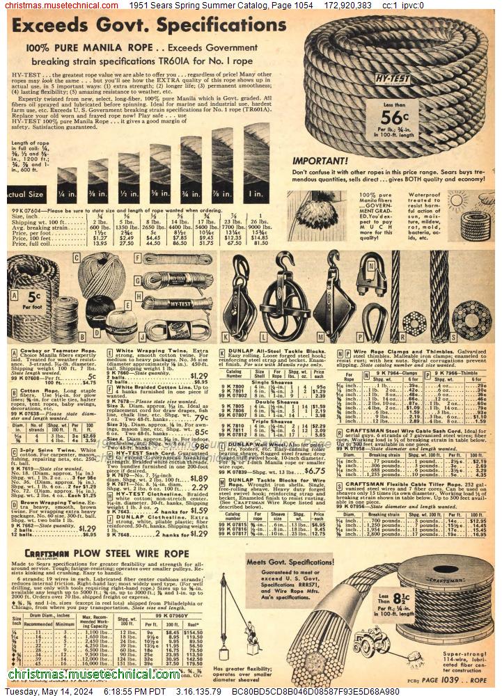 1951 Sears Spring Summer Catalog, Page 1054