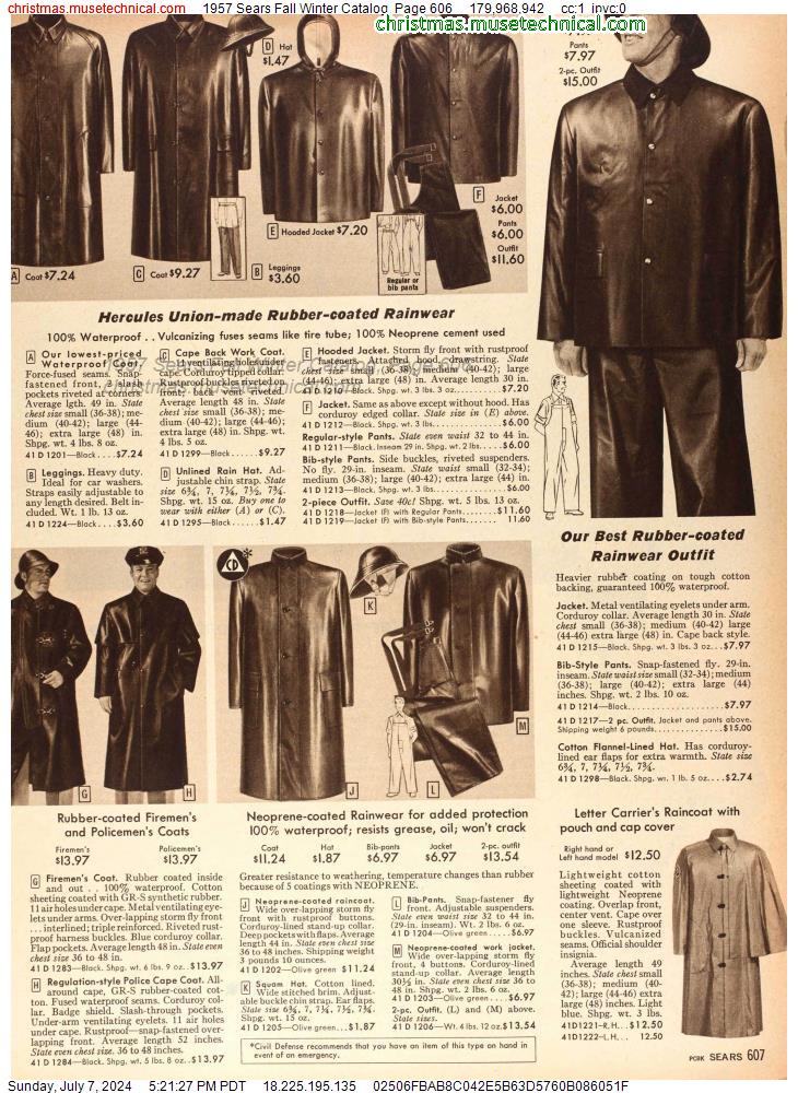 1957 Sears Fall Winter Catalog, Page 606