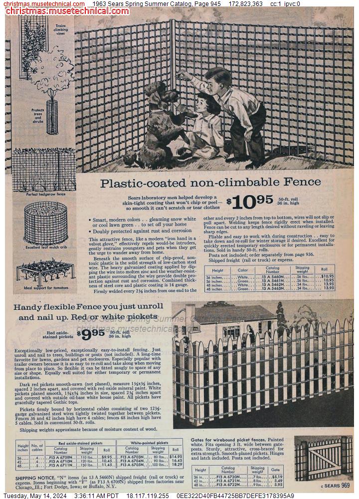 1963 Sears Spring Summer Catalog, Page 945
