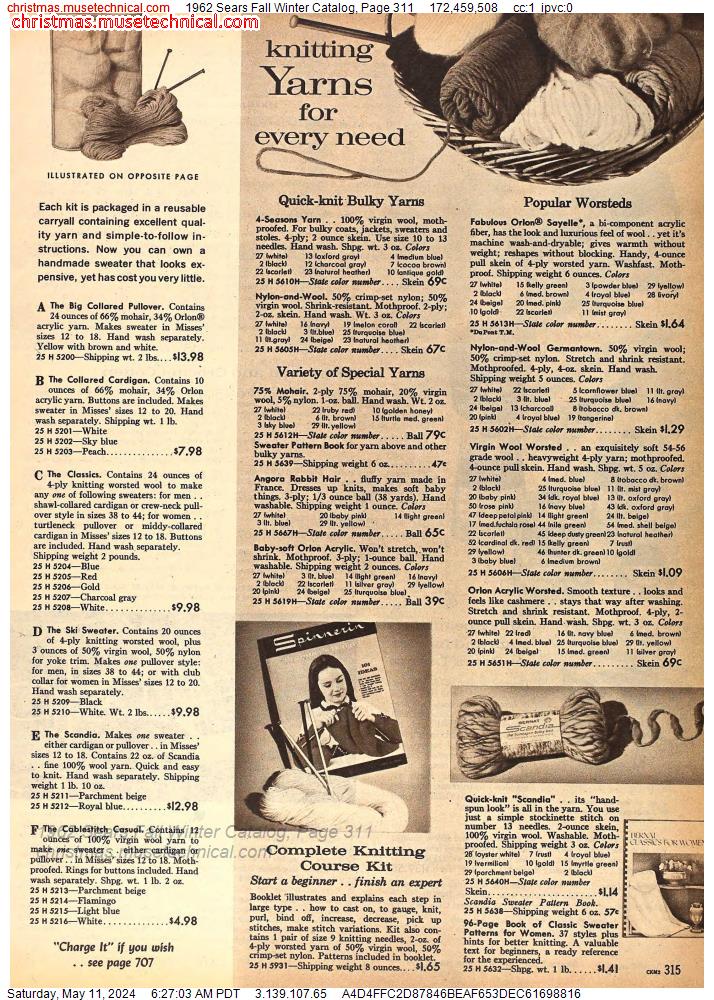 1962 Sears Fall Winter Catalog, Page 311