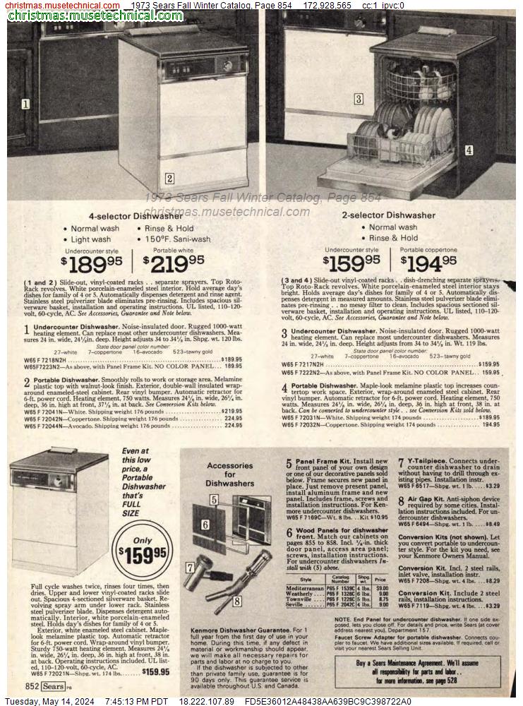 1973 Sears Fall Winter Catalog, Page 854