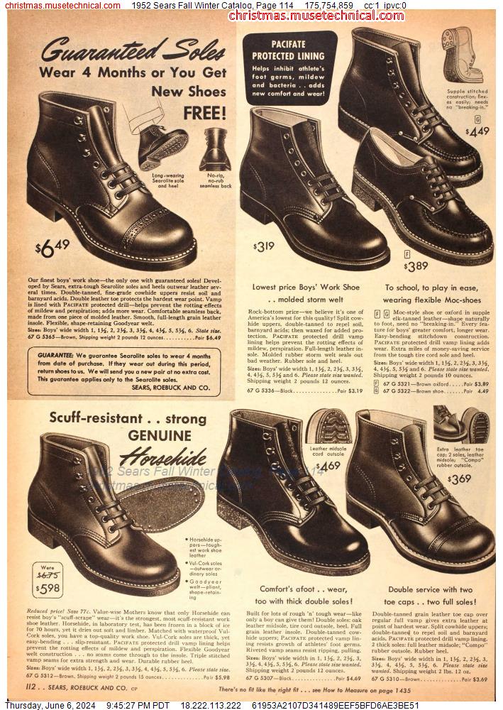 1952 Sears Fall Winter Catalog, Page 114