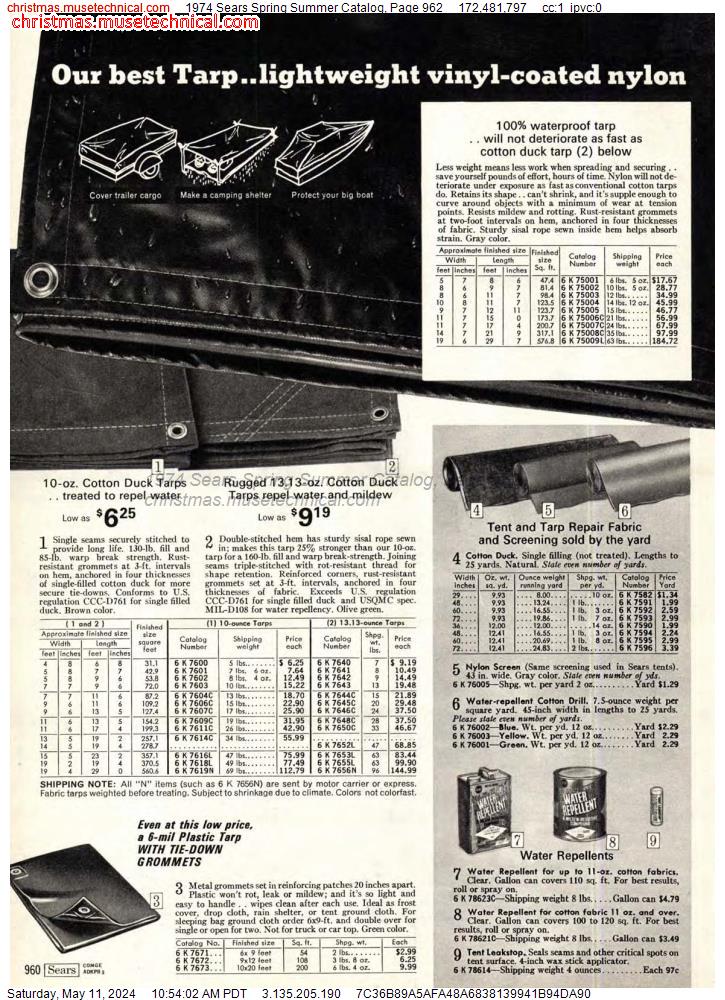 1974 Sears Spring Summer Catalog, Page 962