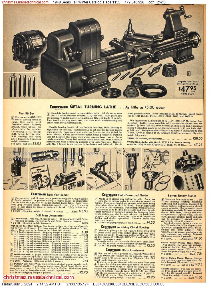 1948 Sears Fall Winter Catalog, Page 1155